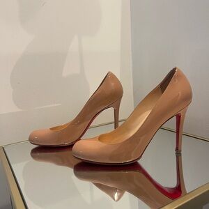 Christian louboutin patent nude simple 100 pumps